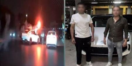استعراض وألعاب نارية وسيارة بدون لوحات، ضبط طالبين عرضا حياة المواطنين للخطر بالقاهرة (فيديو)